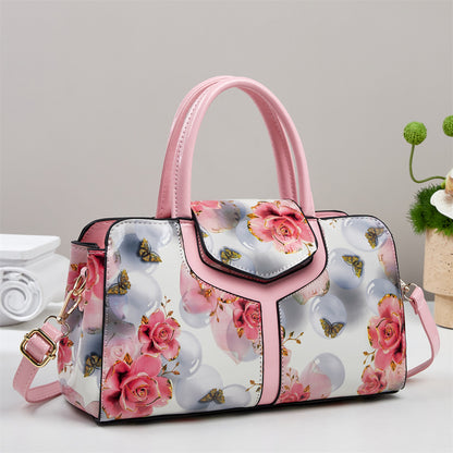 Contrast-color Printed Patchwork Large-capacity Chic Shoulder Bag
