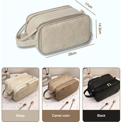 Travel Toiletry Bag For Women Men, Large Travel Toiletry Organizer Makeup Bag, Hanging Cosmetic Bag Kit Leather Skin Care Waterproof Shaving Bag