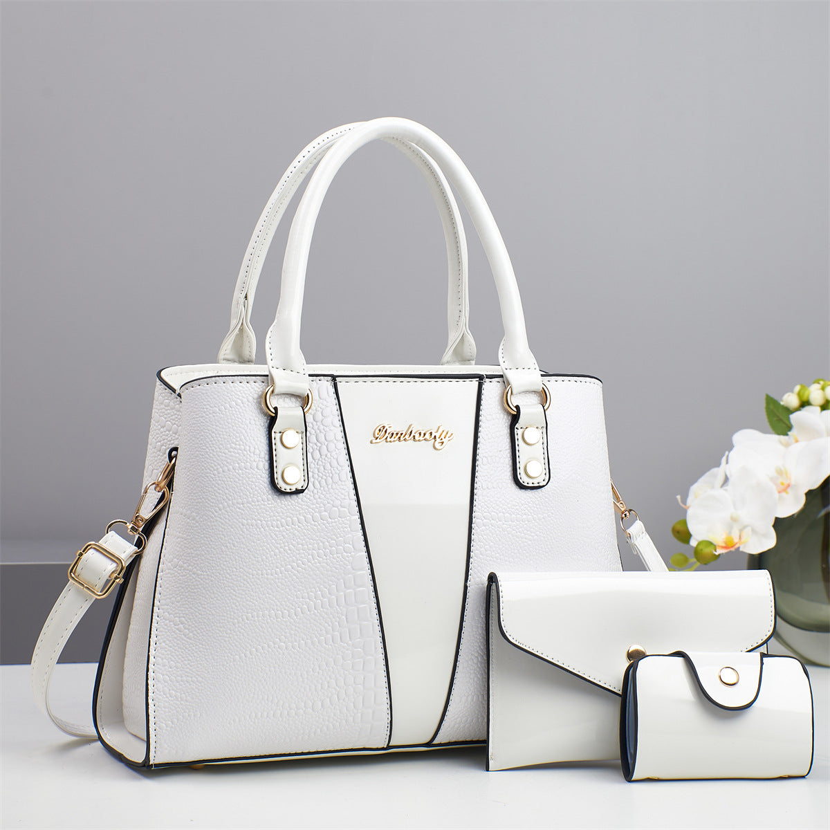 Fish-Print Shoulder And Crossbody Bag Three-Piece Set