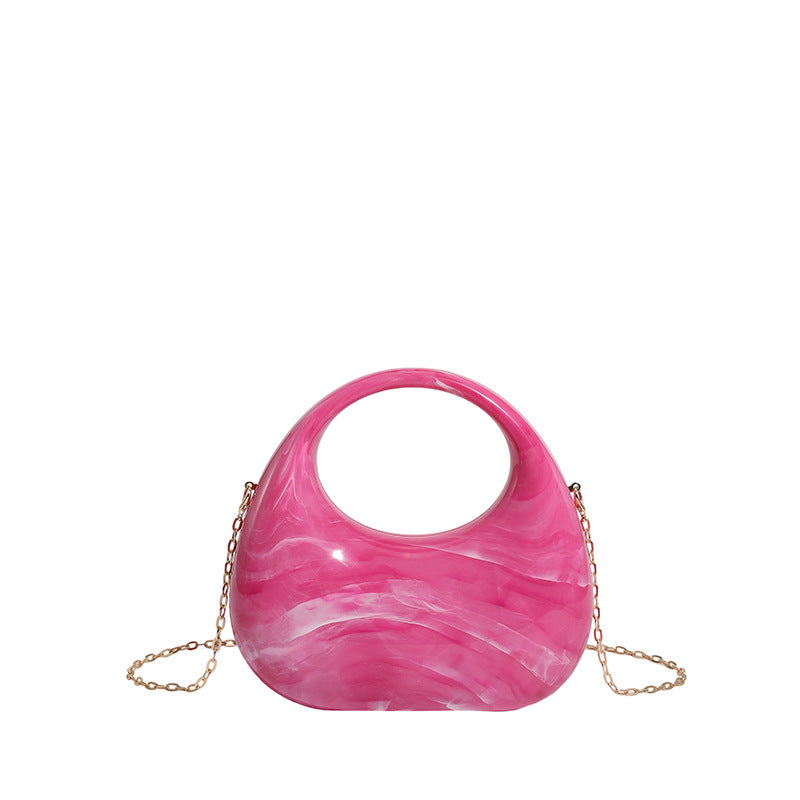 Acrylic Box Bag, Womens Evening Handbag With A Moon-shaped Underarm Design