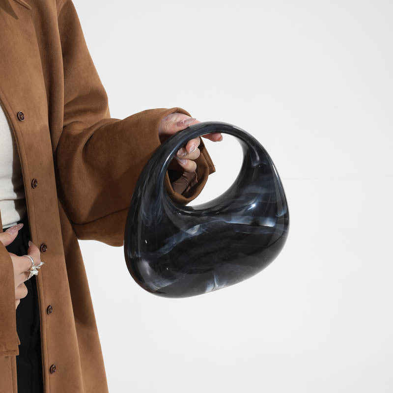 Acrylic Box Bag, Womens Evening Handbag With A Moon-shaped Underarm Design
