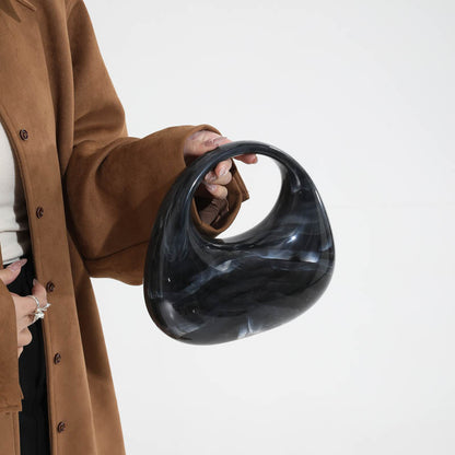 Acrylic Box Bag, Womens Evening Handbag With A Moon-shaped Underarm Design