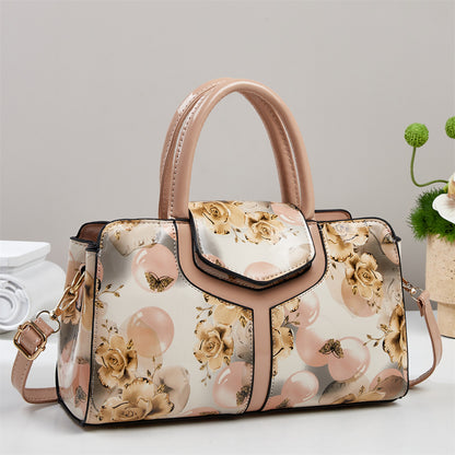 Contrast-color Printed Patchwork Large-capacity Chic Shoulder Bag