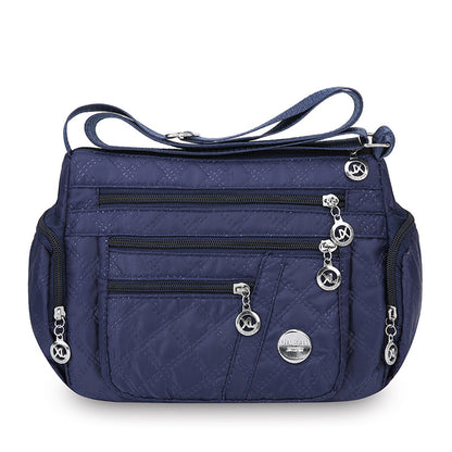 Large-Capacity Quilted Embroidery Thread Simple Shoulder Bag With Three-Layer Storage