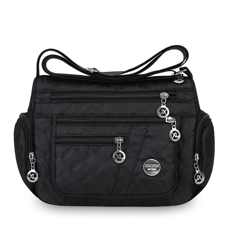 Large-Capacity Quilted Embroidery Thread Simple Shoulder Bag With Three-Layer Storage