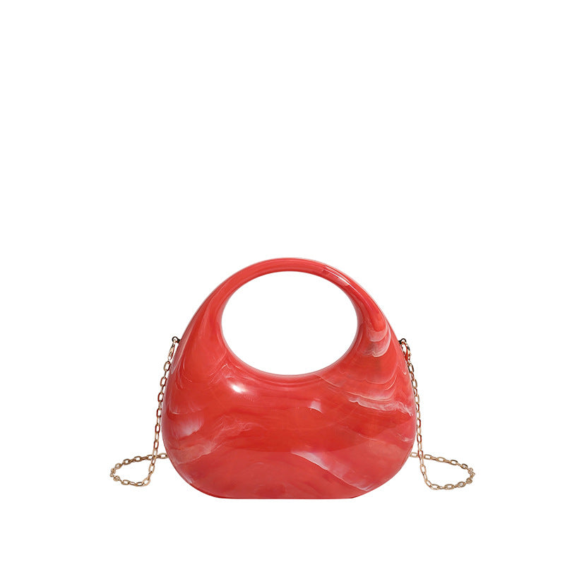 Acrylic Box Bag, Womens Evening Handbag With A Moon-shaped Underarm Design